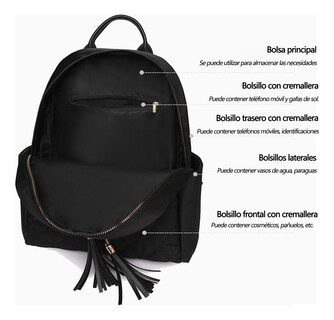 Foto 3 | Mochila Para Mujer, Belug Bolso Antirrobo Impermeable Negro