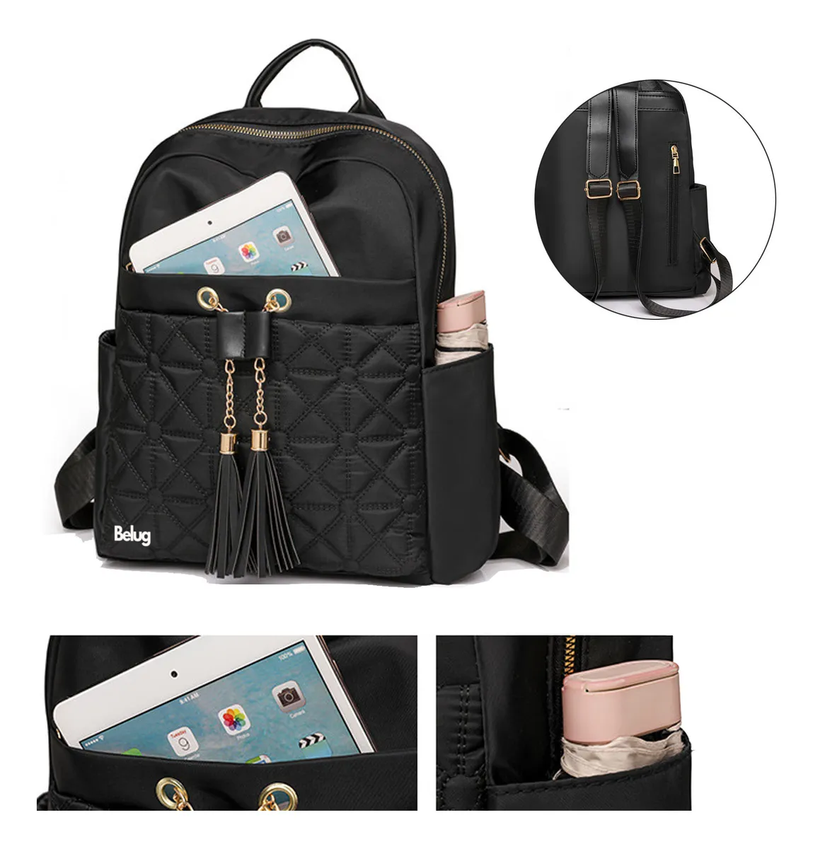 Foto 5 pulgar | Mochila Para Mujer, Belug Bolso Antirrobo Impermeable Negro
