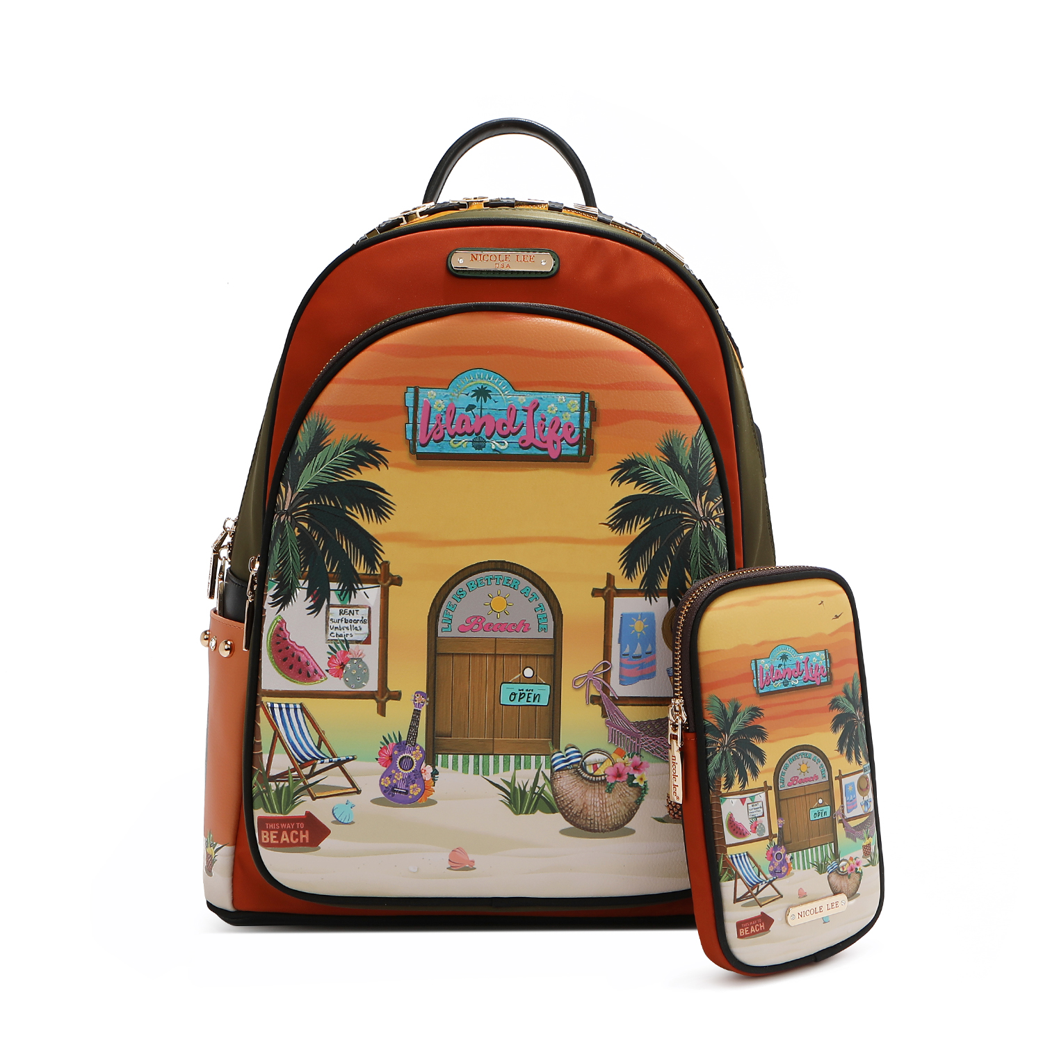 Mochila Marca Nicole Lee Con Bolsita Extra Sun & Sand