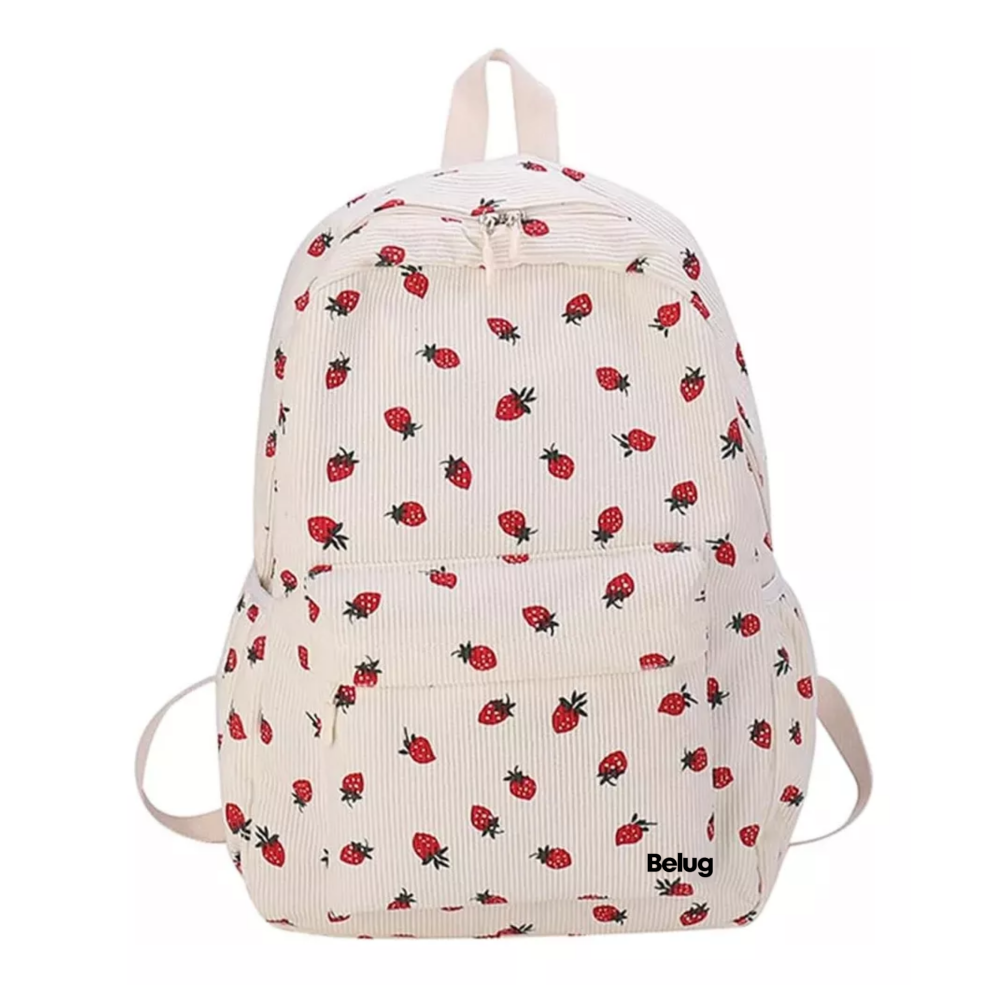 Foto 2 pulgar | Mochila De Pana Y Fresa Belug, Bonita Mochila Beige Fresas