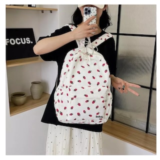 Foto 3 | Mochila De Pana Y Fresa Belug, Bonita Mochila Beige Fresas