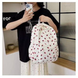 Foto 4 | Mochila De Pana Y Fresa Belug, Bonita Mochila Beige Fresas