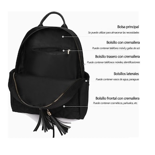Foto 4 | Mochila Para Mujer Lab.g, Bolso Antirrobo Impermeable Negro