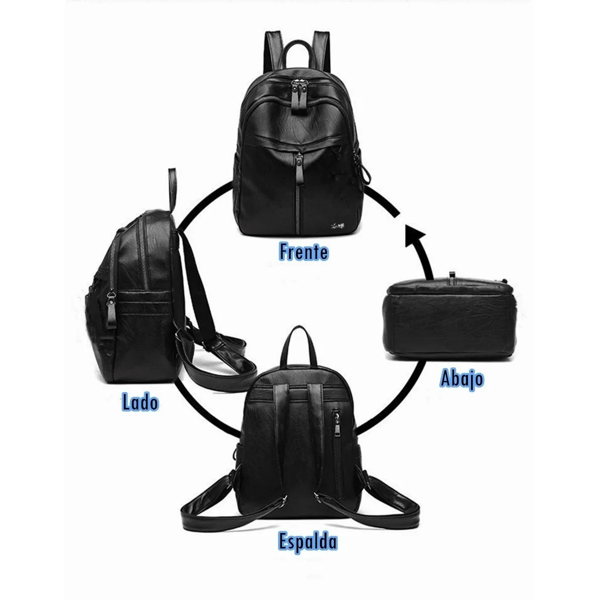 Foto 3 pulgar | Mochila Mujer Moda Mochila De Viaje De Cuero Para Mujer Lab.g Negro