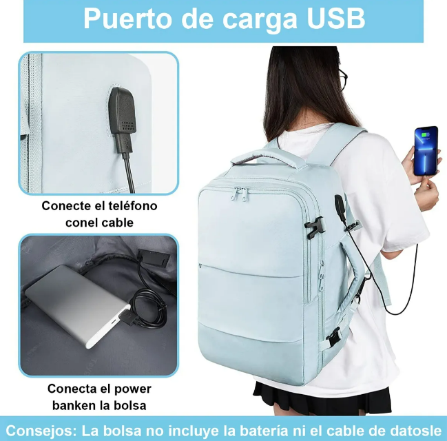 Foto 4 pulgar | Mochila Xtellar Para Mujer De Viaje Y Laptop Hasta 15.6 Pulgadas, Antirrobos E Impermeable, Apta Para Viaje En Avión