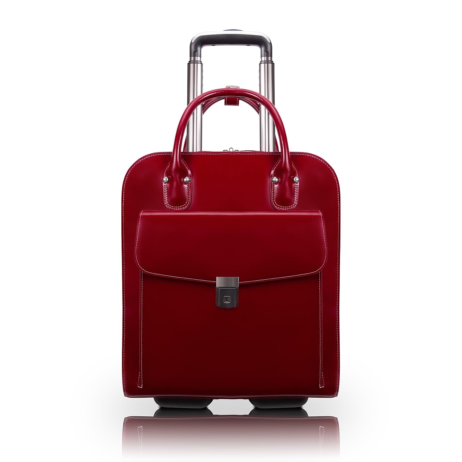 Maletín Mcklein Uptown 15 De Piel Vertical Con Ruedas Rojo - Venta Internacional.
