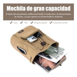 Foto 2 | Mochila Escolar Antirrobo Para Mujer Mochila De Lona Impermeable Lab.g Marrón