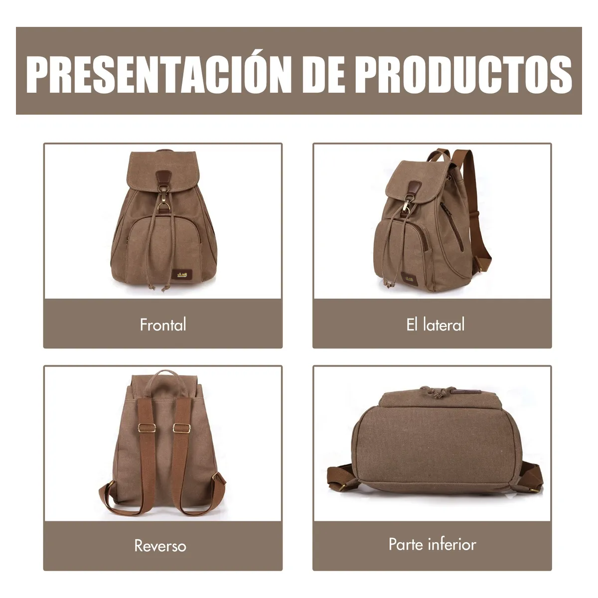 Foto 5 pulgar | Mochila Escolar Antirrobo Para Mujer Mochila De Lona Impermeable Lab.g Marrón