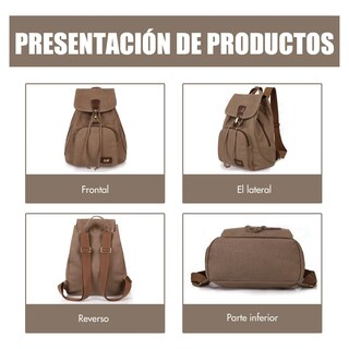 Foto 4 | Mochila Escolar Antirrobo Para Mujer Mochila De Lona Impermeable Lab.g Marrón