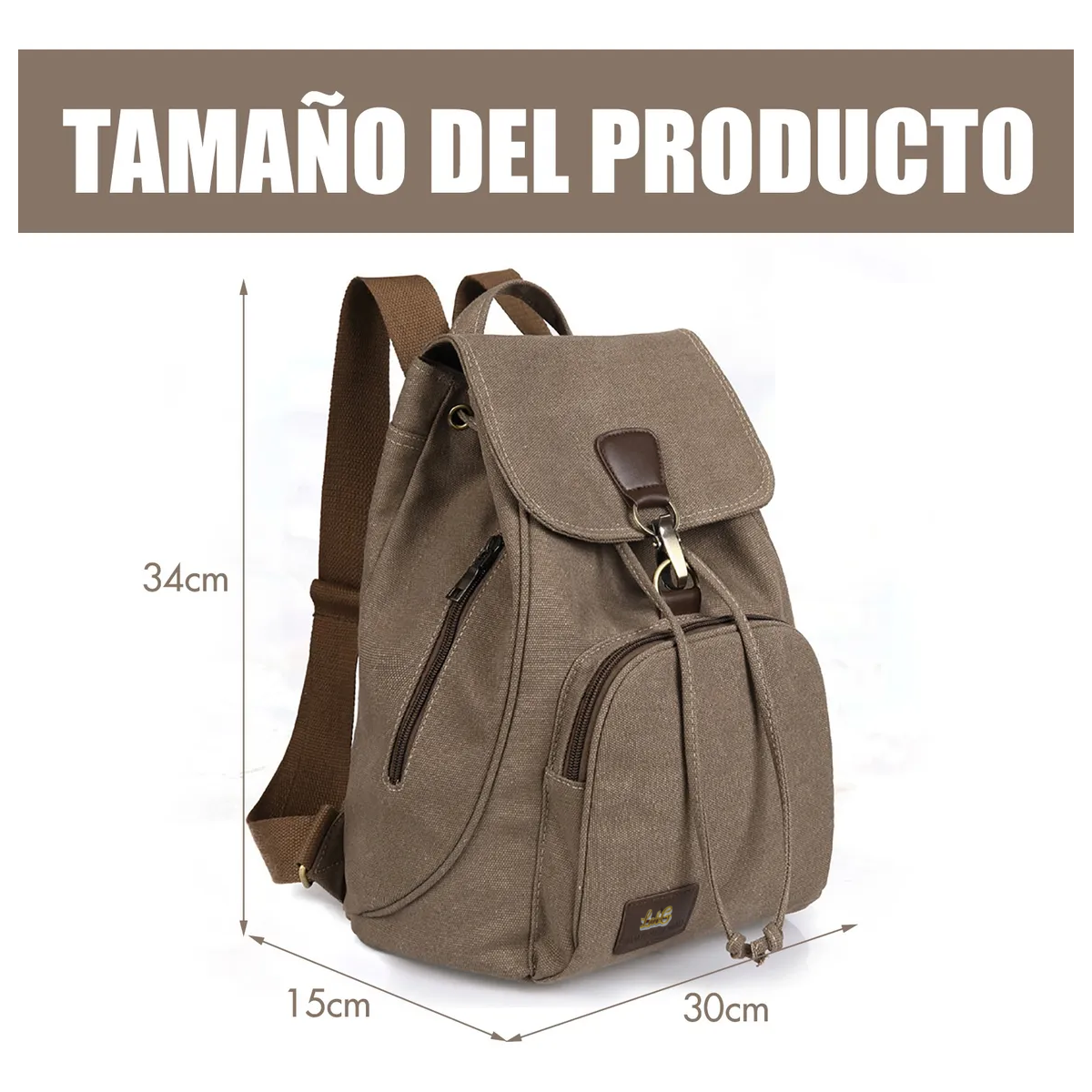 Foto 5 | Mochila Escolar Antirrobo Para Mujer Mochila De Lona Impermeable Lab.g Marrón