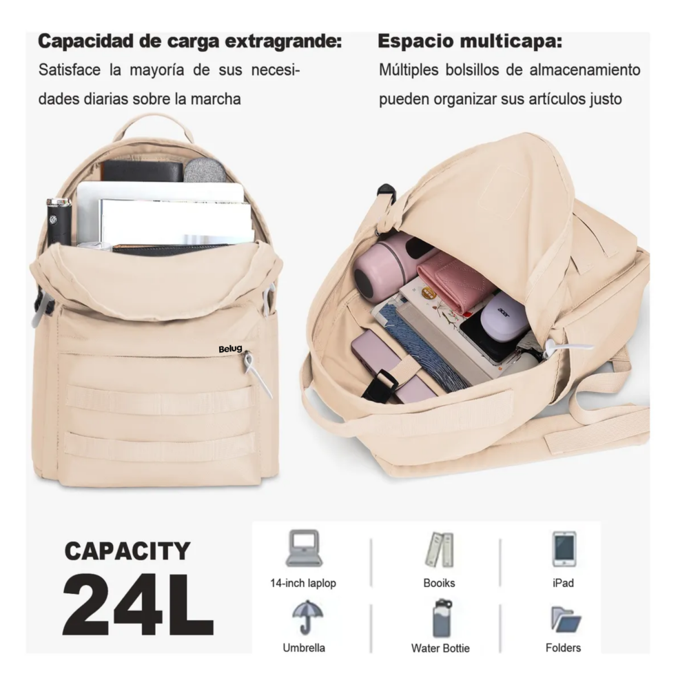 Foto 5 pulgar | Mochilas Juvenil Estudiante Casual Belug,  Beige