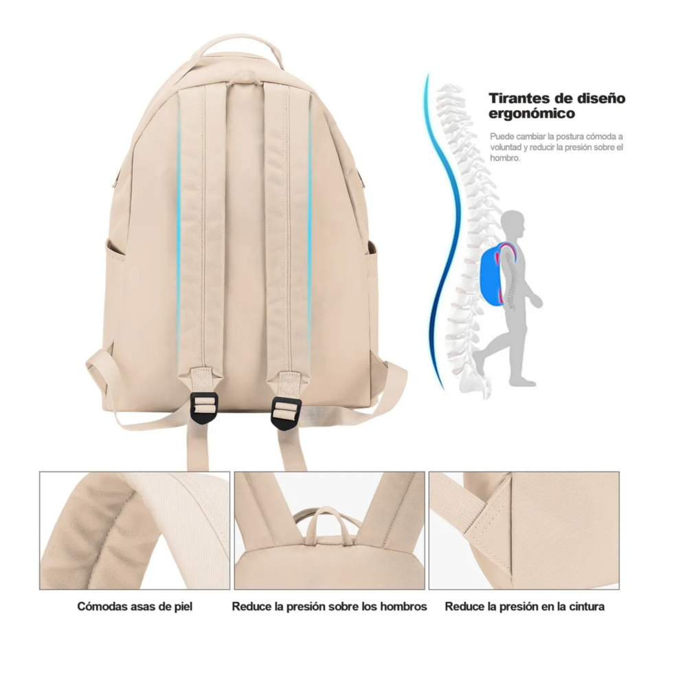 Foto 6 pulgar | Mochilas Juvenil Estudiante Casual Belug,  Beige