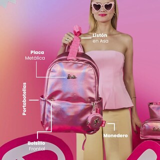Foto 2 | Mochila Casual Barbie Rosa Brillante Cute Moñito Reforzada
