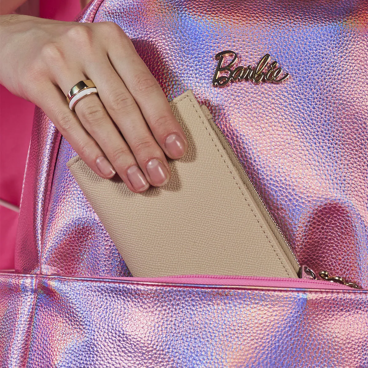 Foto 5 pulgar | Mochila Casual Barbie Rosa Brillante Cute Moñito Reforzada