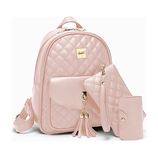 Foto 1 | Mochilas Damas Bolsas De Cuero Versátil Conjunto 3 Pack Lab.g Rosa