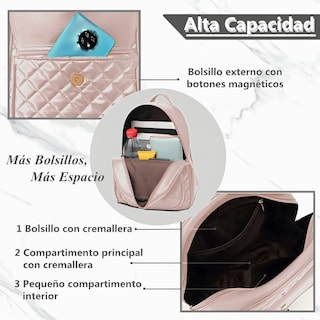 Foto 3 | Mochilas Damas Bolsas De Cuero Versátil Conjunto 3 Pack Lab.g Rosa