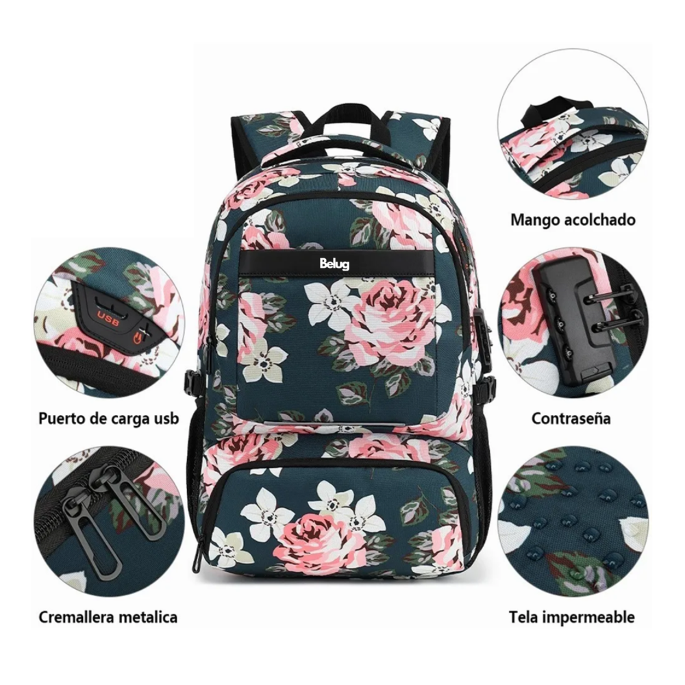Foto 2 | Mochila De Almuerzo Portátil Peonía Belug, Multicolor