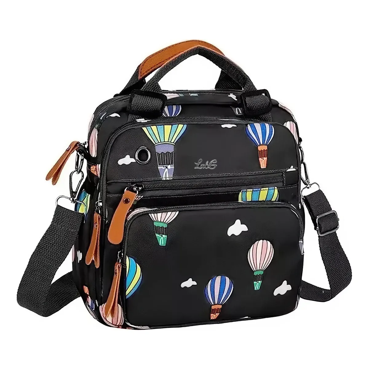 Foto 2 pulgar | Mochila Para Mujer De Mano Impermeable Negro Con Globos Lab.g Negro