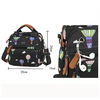 Foto 2 | Mochila Para Mujer De Mano Impermeable Negro Con Globos Lab.g Negro
