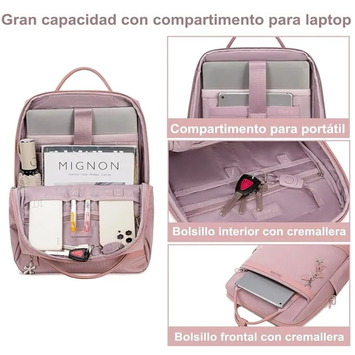 Foto 6 pulgar | Bolsa Mochila Impermeable Para Laptop De 15.6 In Para Mujer Lab.g Negro