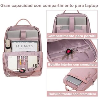Foto 5 | Bolsa Mochila Impermeable Para Laptop De 15.6 In Para Mujer Lab.g Negro