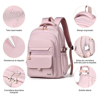 Foto 3 | Mochila Escolar Viaje Casual Unisex Gran Capacidad Con Multi Bolsillos Mochila Lab.g Rosa