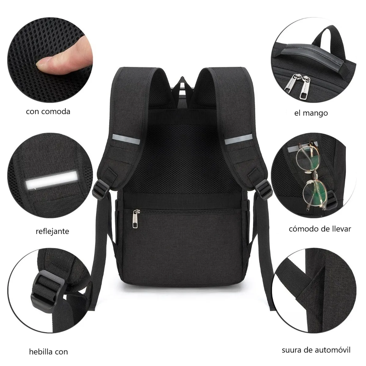 Foto 6 pulgar | Mochila Antirrobo Mochila Para Portátil Para Mujer Lab.g Negro