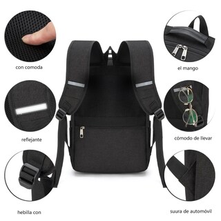 Foto 5 | Mochila Antirrobo Mochila Para Portátil Para Mujer Lab.g Negro
