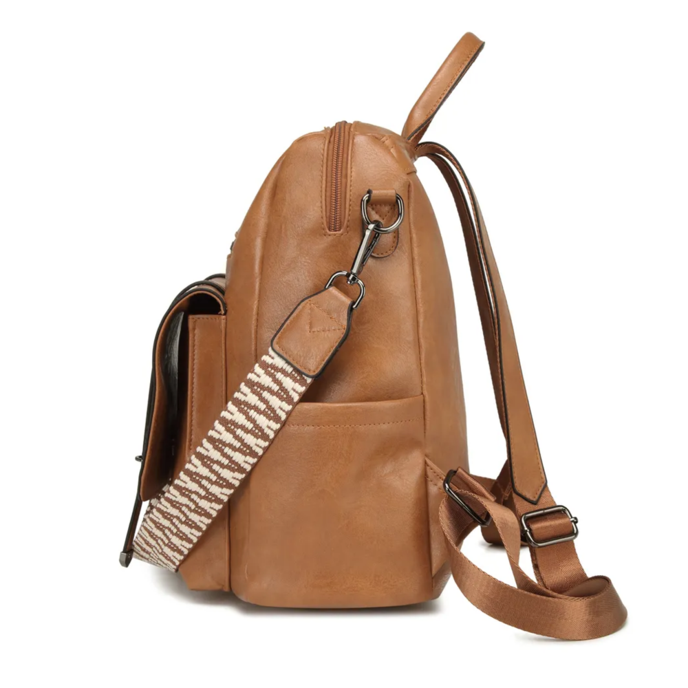 Foto 3 | Mochilas De Cuero Para Mujer Marrón Belug, Claro