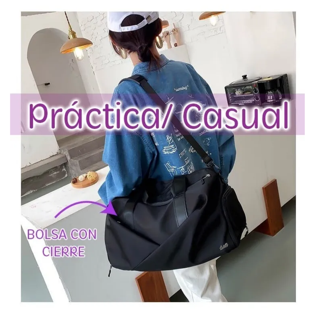 Foto 5 | ''maleta Deportiva Mochila Gimnasio Bolsa Gym Ejercicio Bolso Lab.g Negro ''