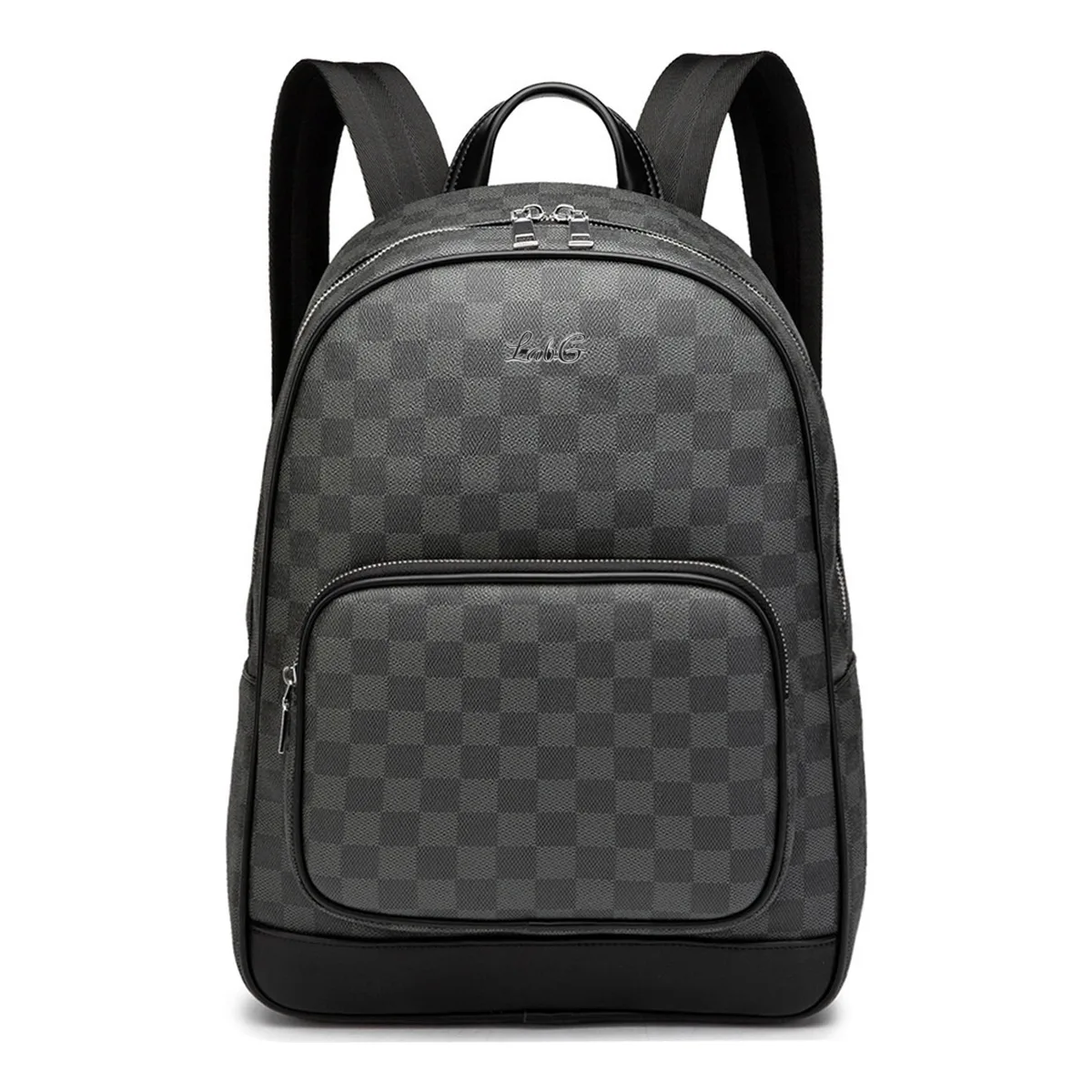 Mochila Casual Multiusos Unisex, Patrón Con Cuadros Lab.g Negro