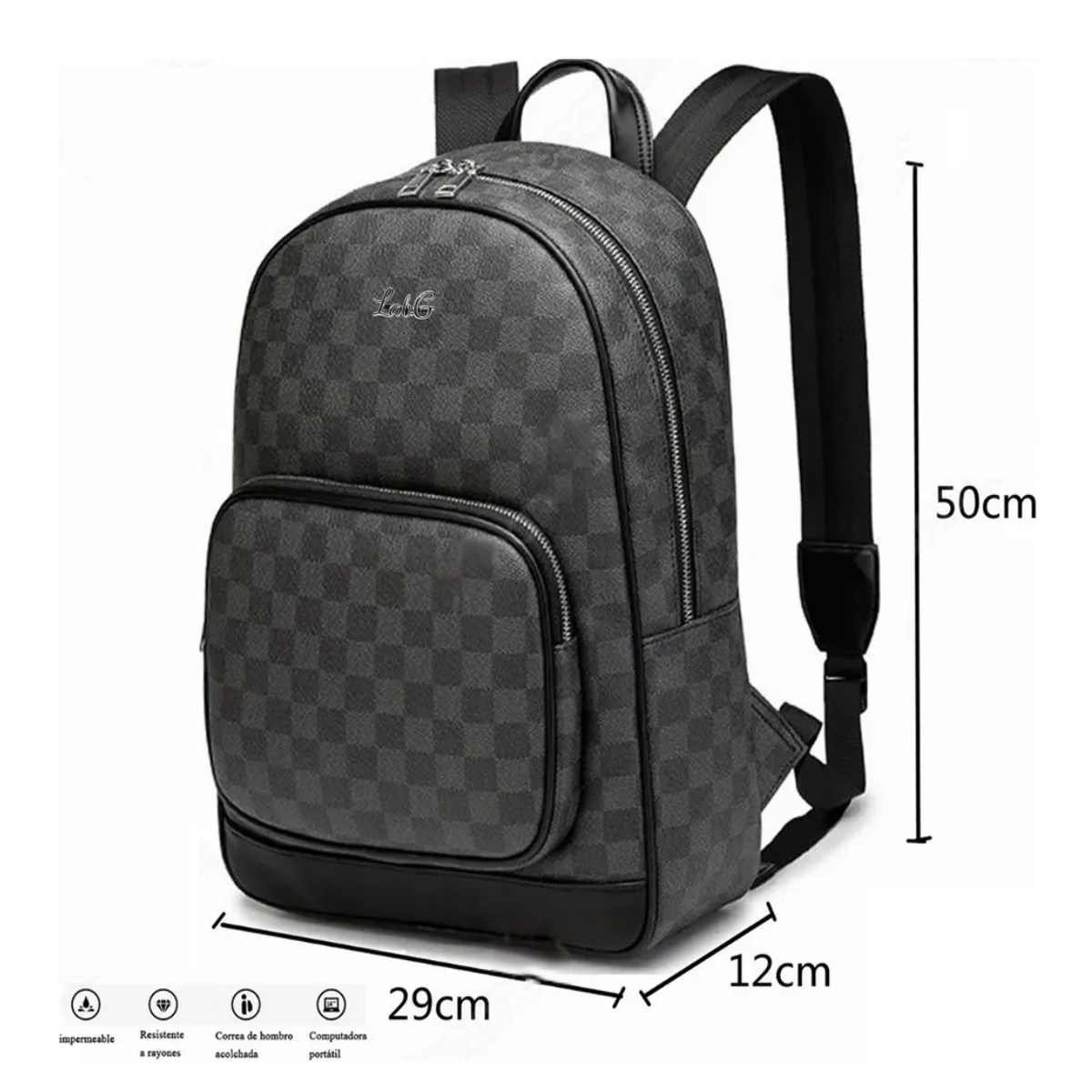 Foto 4 pulgar | Mochila Casual Multiusos Unisex, Patrón Con Cuadros Lab.g Negro