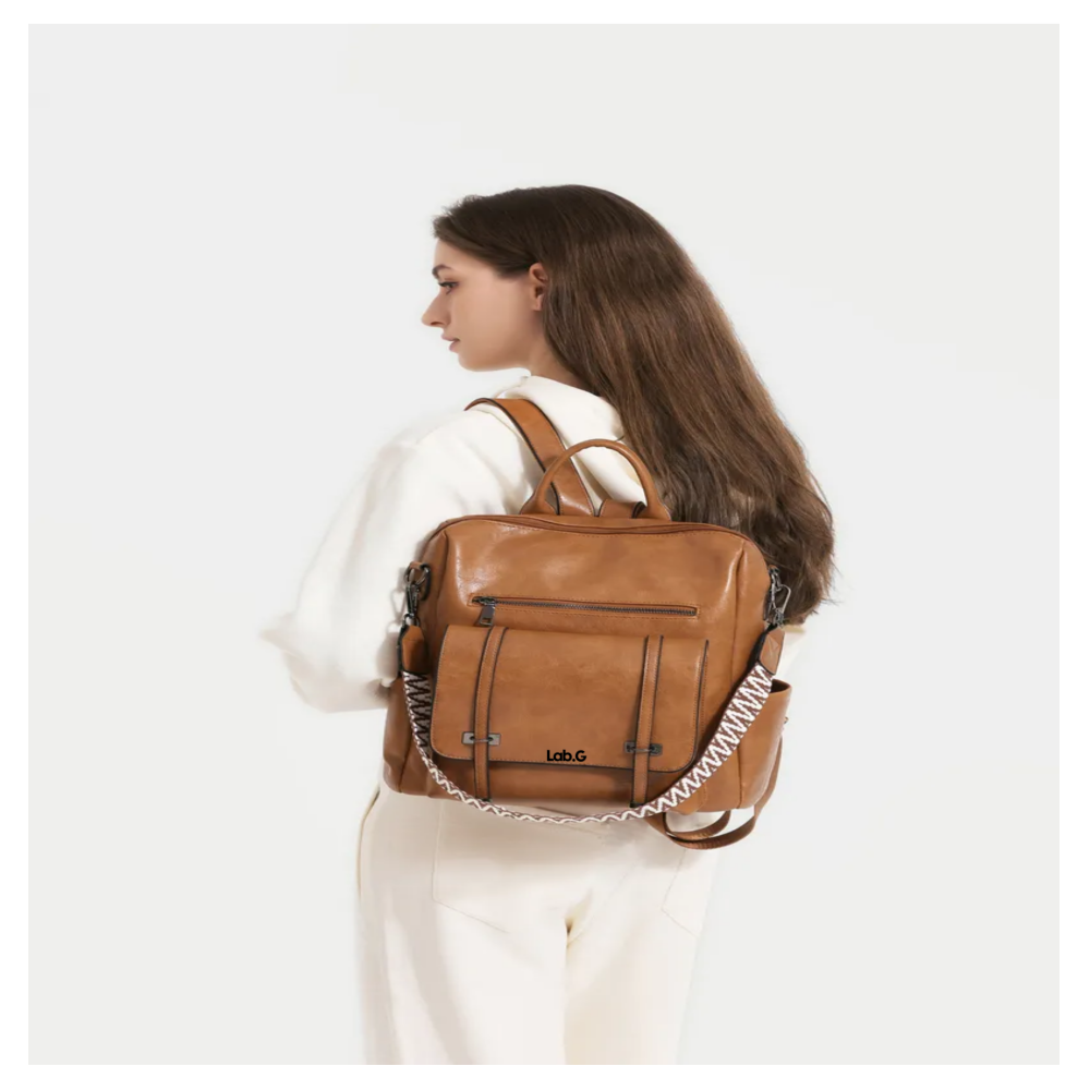 Foto 5 | Mochilas De Cuero Para Mujer Marrón Lab.g, Claro