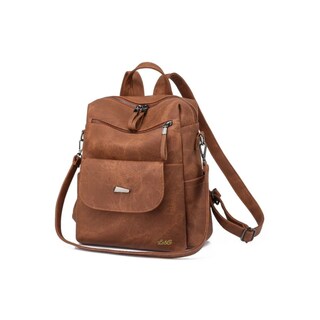Foto 2 | Mochila Antirrobo De Cuero Sintético Impermeable Para Mujer Lab.g Marron