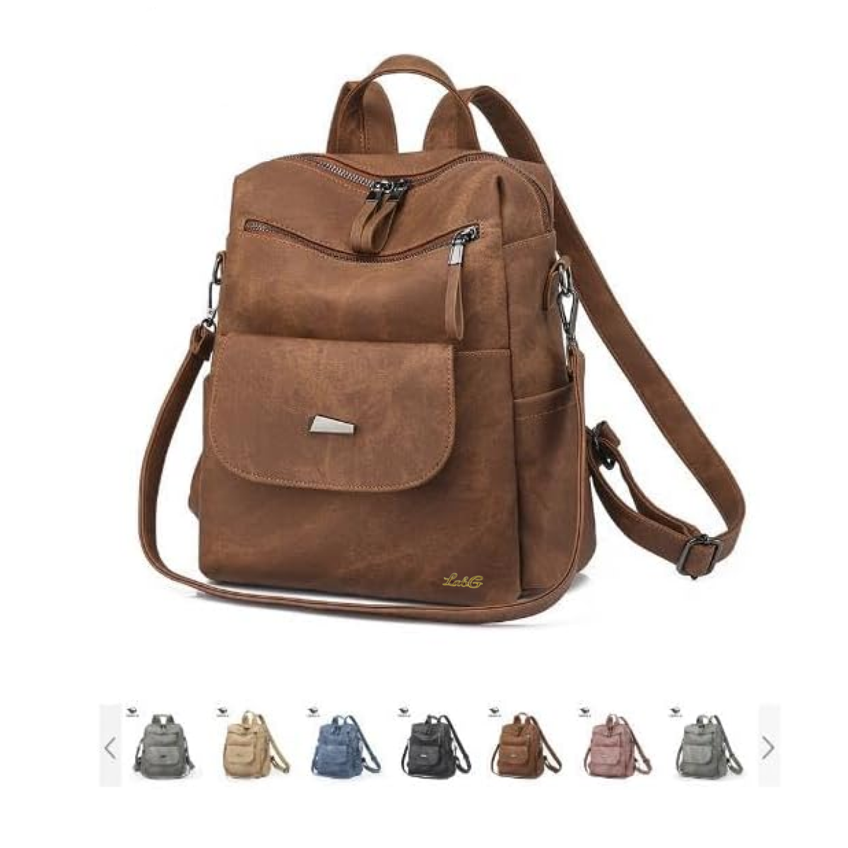 Foto 5 pulgar | Mochila Antirrobo De Cuero Sintético Impermeable Para Mujer Lab.g  Marron
