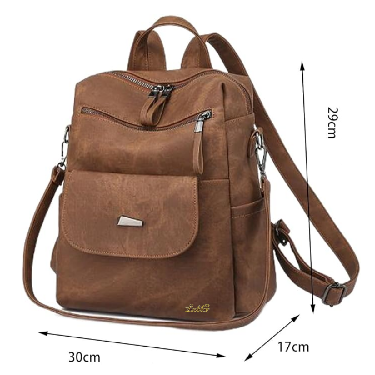 Foto 6 pulgar | Mochila Antirrobo De Cuero Sintético Impermeable Para Mujer Lab.g  Marron