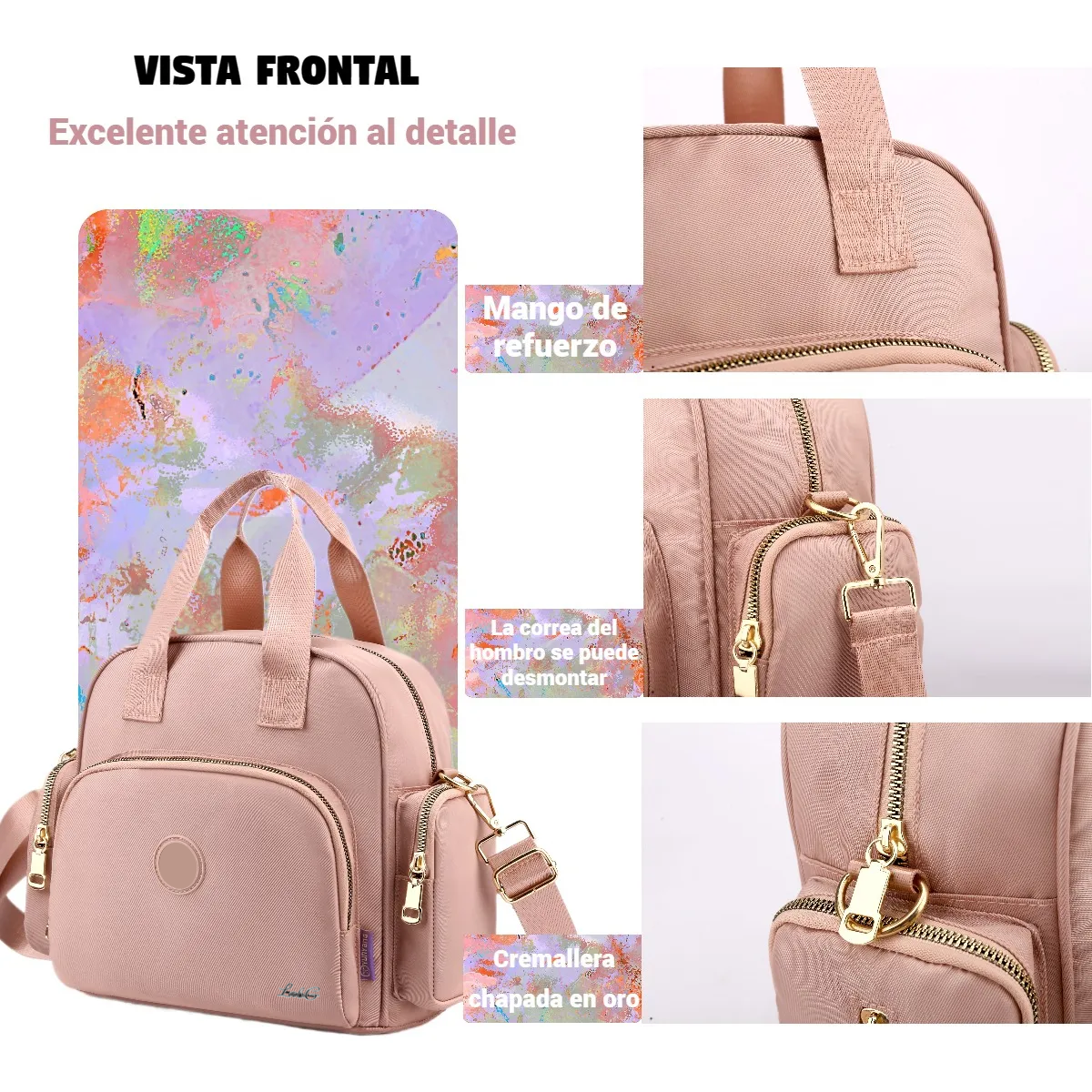 Foto 5 pulgar | Mochila Bolso Mujer Multifuncional Con Usb Lab.g Morado