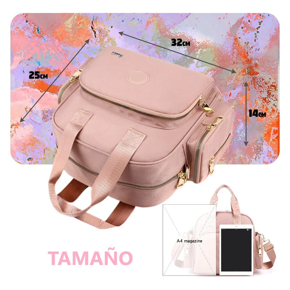 Foto 5 | Mochila Bolso Mujer Multifuncional Con Usb Lab.g Morado