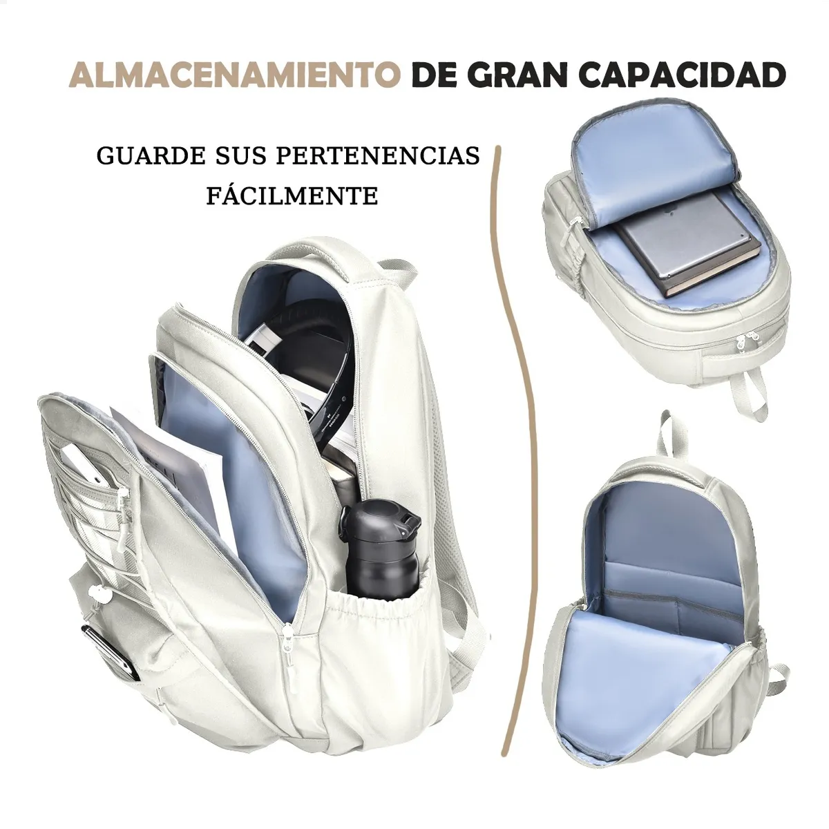 Foto 3 | Mochila Belug Escolar Viaje Bolsa Para Laptop 15.6 Blanco