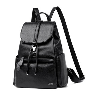 Foto 1 | Mochila Femenina Impermeable Antirrobo De Cuero Suave Pu Lab.g Negro