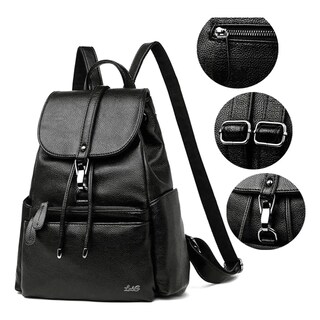 Foto 3 | Mochila Femenina Impermeable Antirrobo De Cuero Suave Pu Lab.g Negro