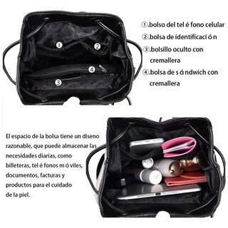 Foto 4 | Mochila Femenina Impermeable Antirrobo De Cuero Suave Pu Lab.g Negro