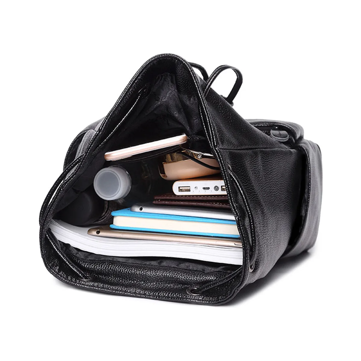 Foto 5 | Mochila Femenina Impermeable Antirrobo De Cuero Suave Pu Lab.g Negro