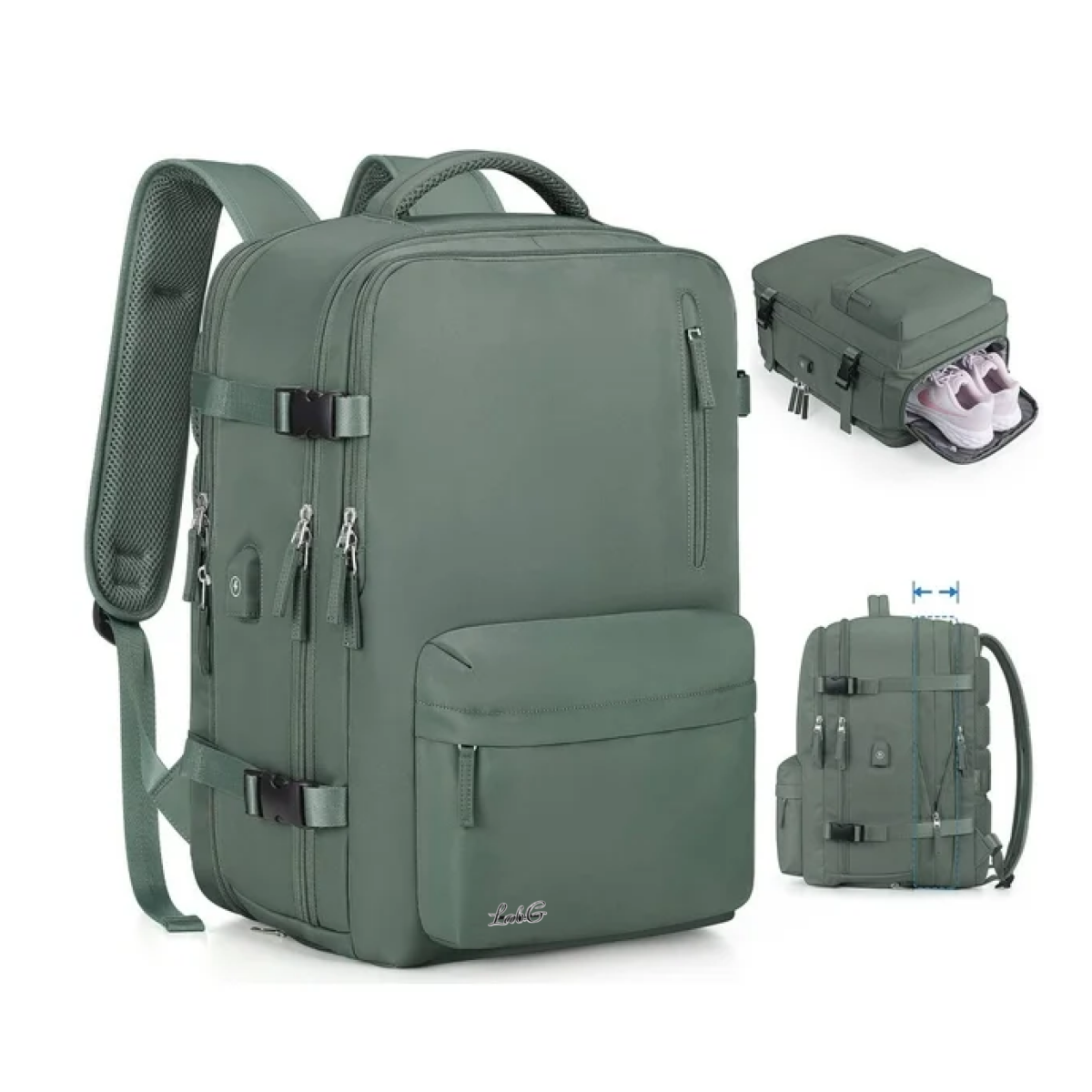 Foto 2 | Mochila Multifuncional Bolsa De Viaje De Gran Capacidad Lab.g Verde