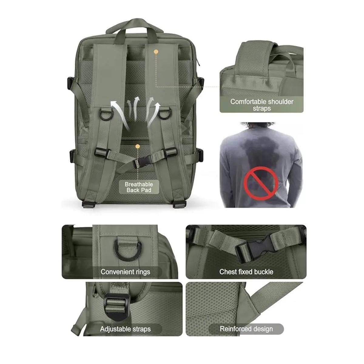 Foto 5 | Mochila Multifuncional Bolsa De Viaje De Gran Capacidad Lab.g Verde