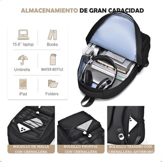 Foto 3 | Mochila Lab.g Escolar Viaje Bolsa Para Laptop 15.6 Negro