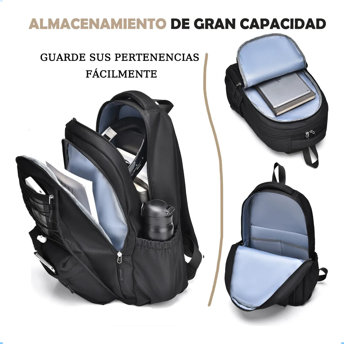 Foto 4 | Mochila Lab.g Escolar Viaje Bolsa Para Laptop 15.6 Negro