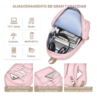 Foto 2 | Mochila Belug Escolar Viaje Bolsa Para Laptop 15.6 Rosa