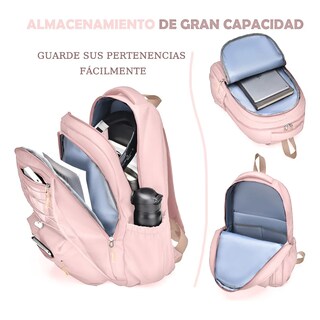 Foto 3 | Mochila Belug Escolar Viaje Bolsa Para Laptop 15.6 Rosa