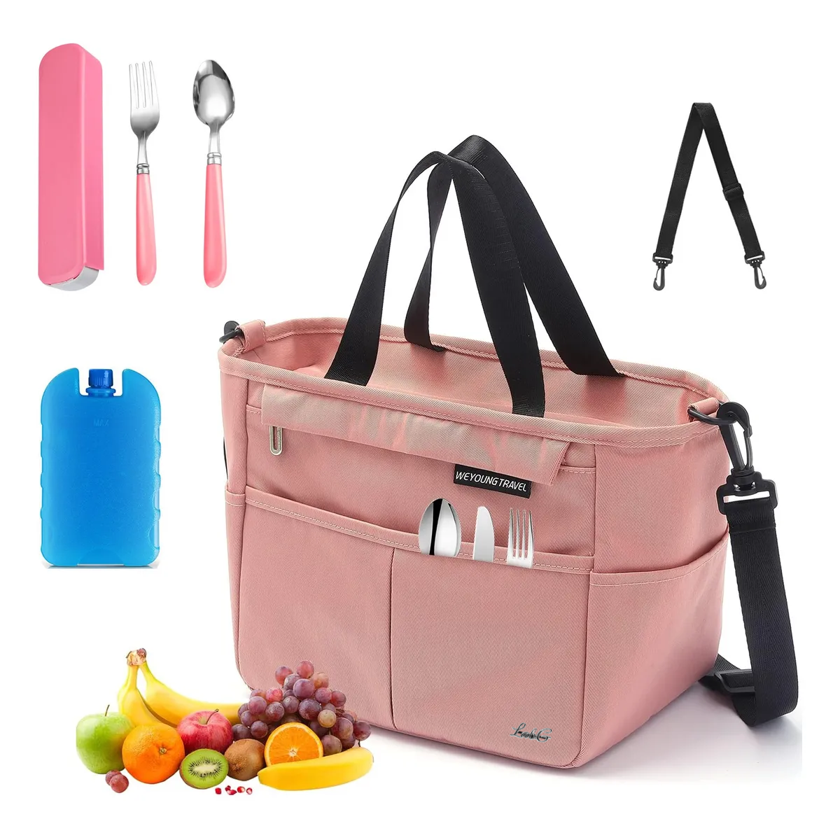 Foto 3 | ''bolsa Lonchera Termica Moderna Gran Capacidad, Frío Y Calor Lab.g Rosa''